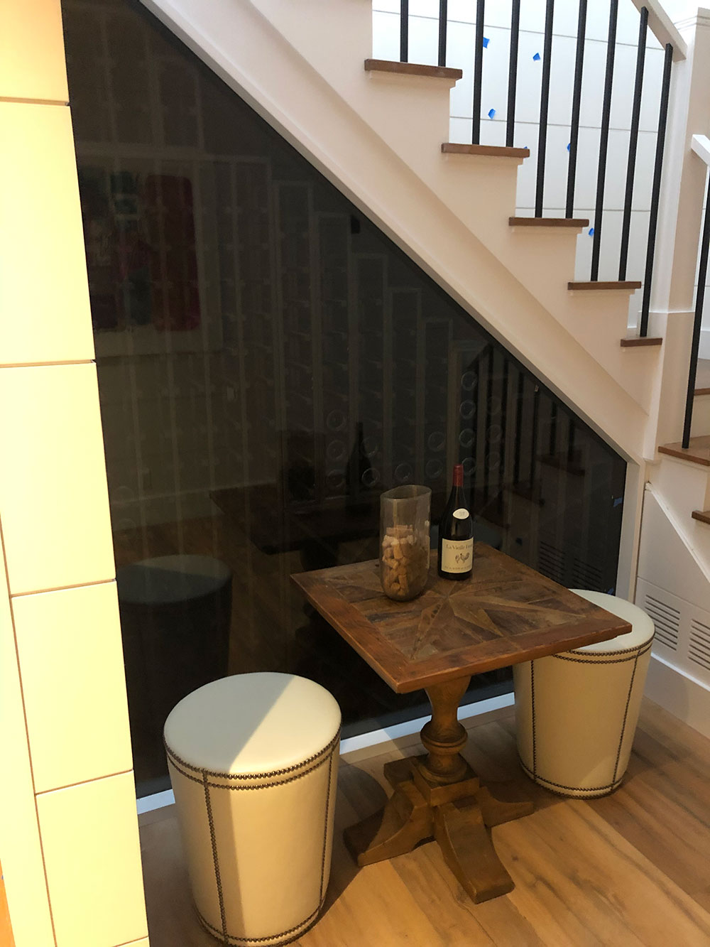 Under Stairs Wine Display Glass